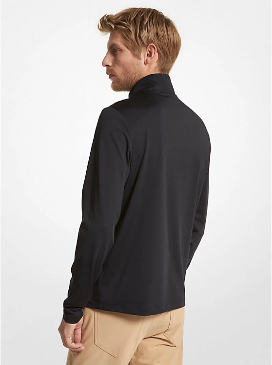 Michael Kors Men's Stretch Knit Golf Sweater with Logo Detail & Quarter-Zip Design