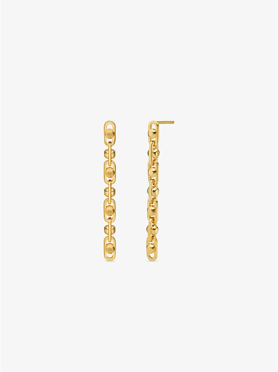 Michael Kors Astor Sterling Silver Drop Earrings with Precious Metal Plating & Link Design for Women