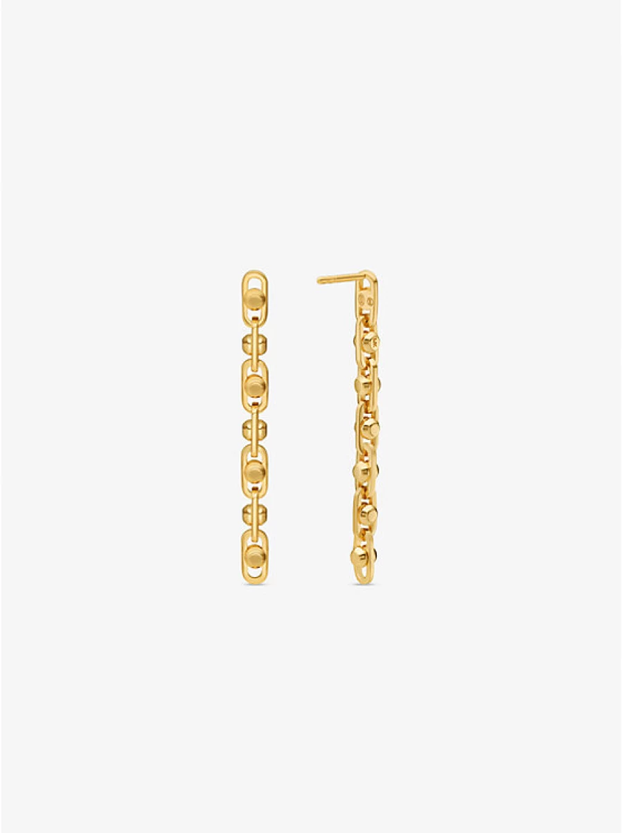 Michael Kors Astor Sterling Silver Drop Earrings with Precious Metal Plating & Link Design for Women