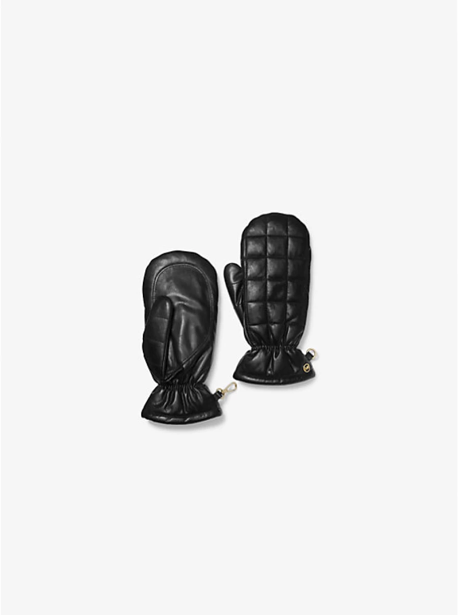 Michael Kors Women's Quilted Leather Gloves Winter Fashion Mittens