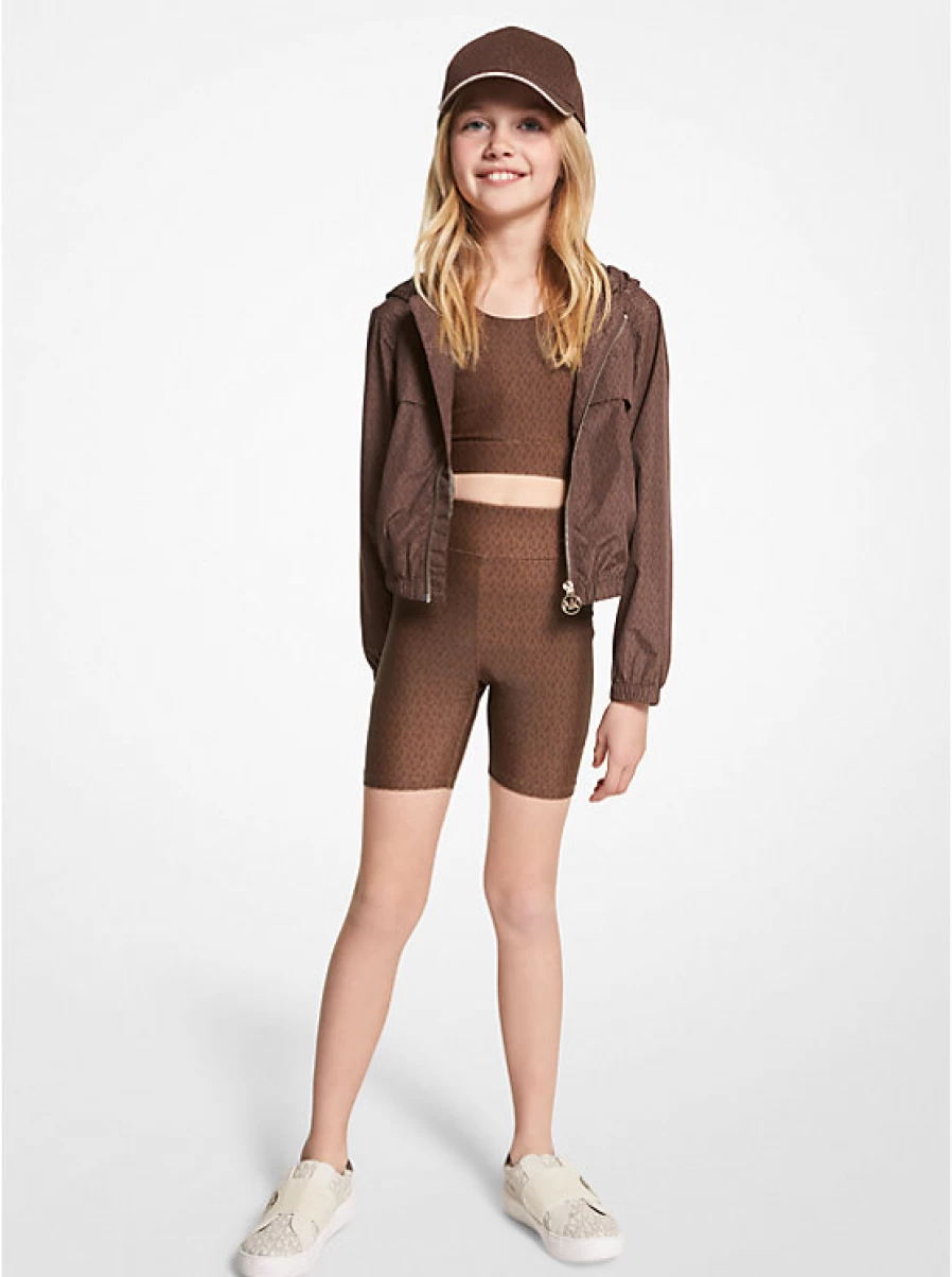 Michael Kors Kids' Stretchy Jersey Bike Shorts with Short Sleeves & Logo