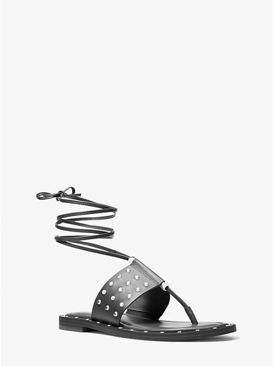 Michael Kors Women's Jagger Studded Leather Sandals – Stylish Studded Designer Footwear