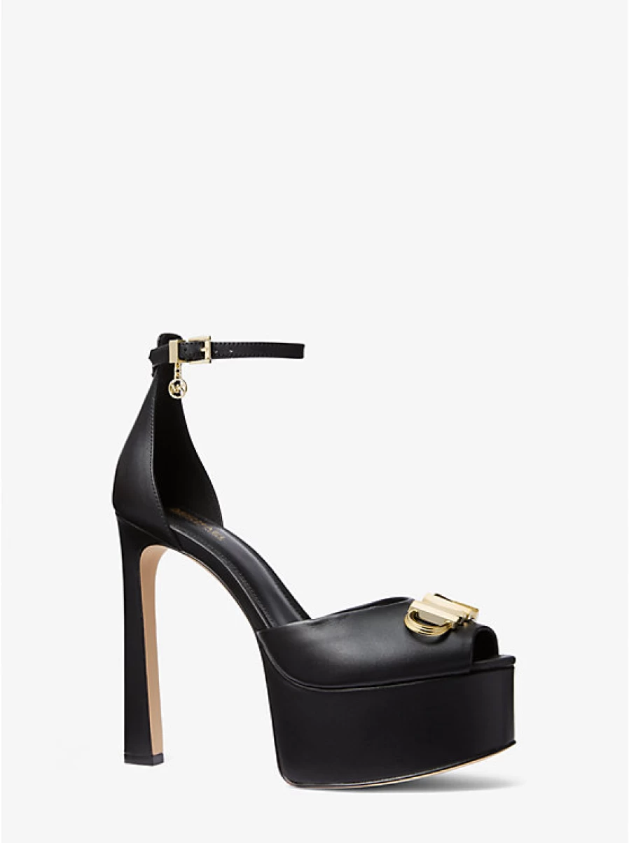 Michael Kors Women's Martina Leather Open-Toe Platform Pump Heels