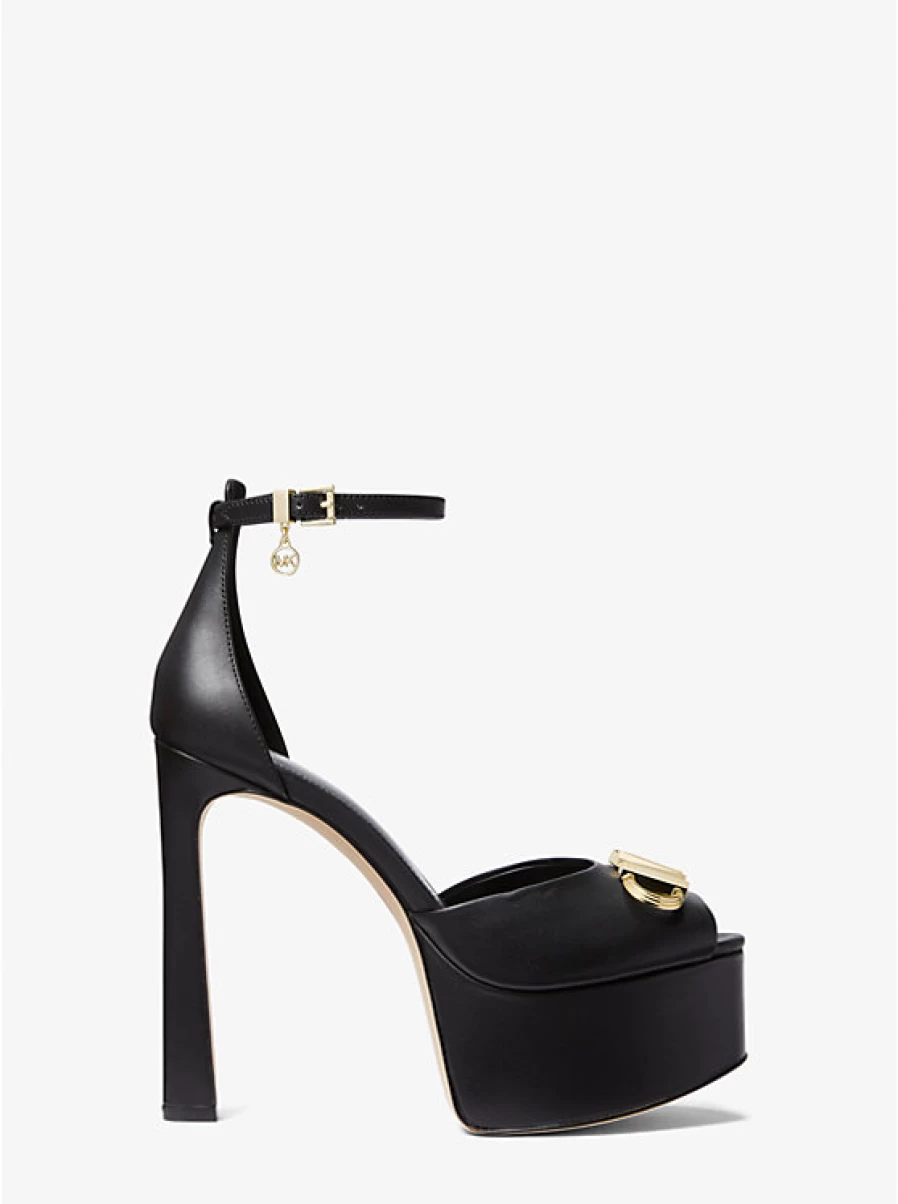 Michael Kors Women's Martina Leather Open-Toe Platform Pump Heels