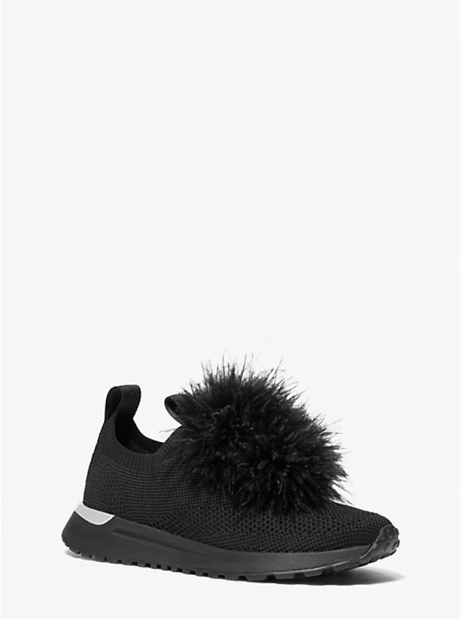 Michael Kors Women's Espadrille Slip-On Shoes with Stretchy Knit and Feather Detail