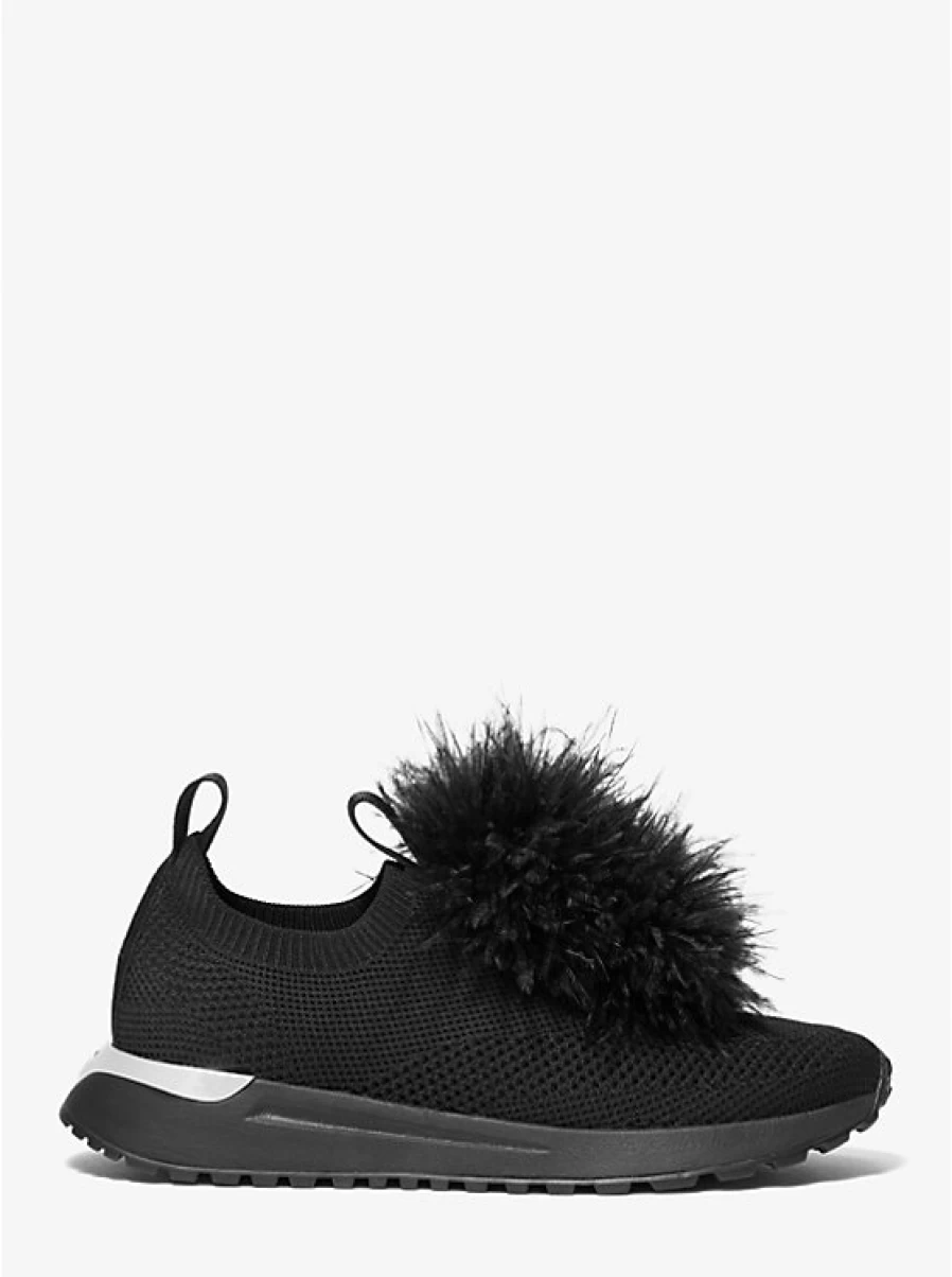 Michael Kors Women's Espadrille Slip-On Shoes with Stretchy Knit and Feather Detail