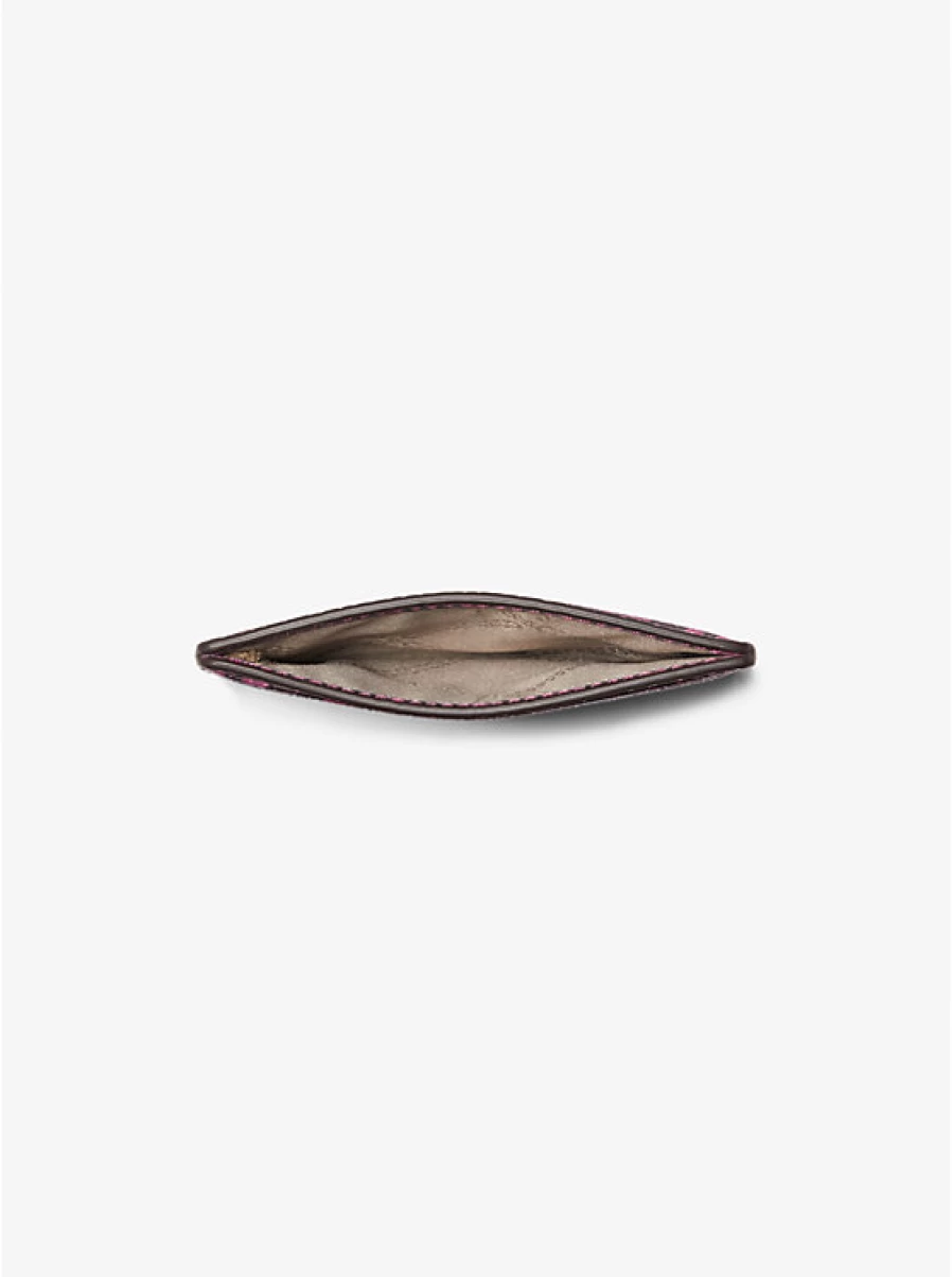 Michael Kors Women's Jet Set Small Card Holder in Embossed Leather with Snake Pattern