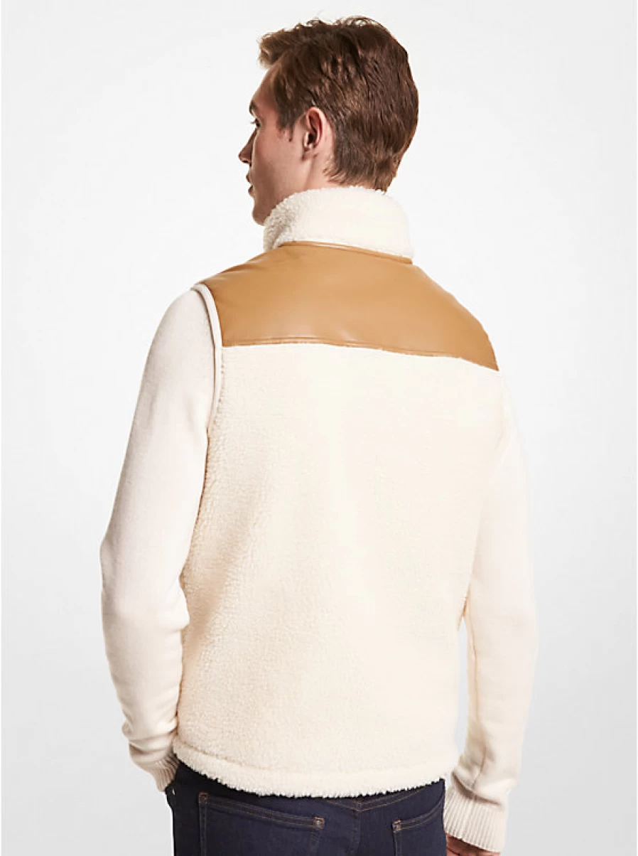 Michael Kors Men's Sherpa Vest - Warm Fleece Lined Winter Vest for Men