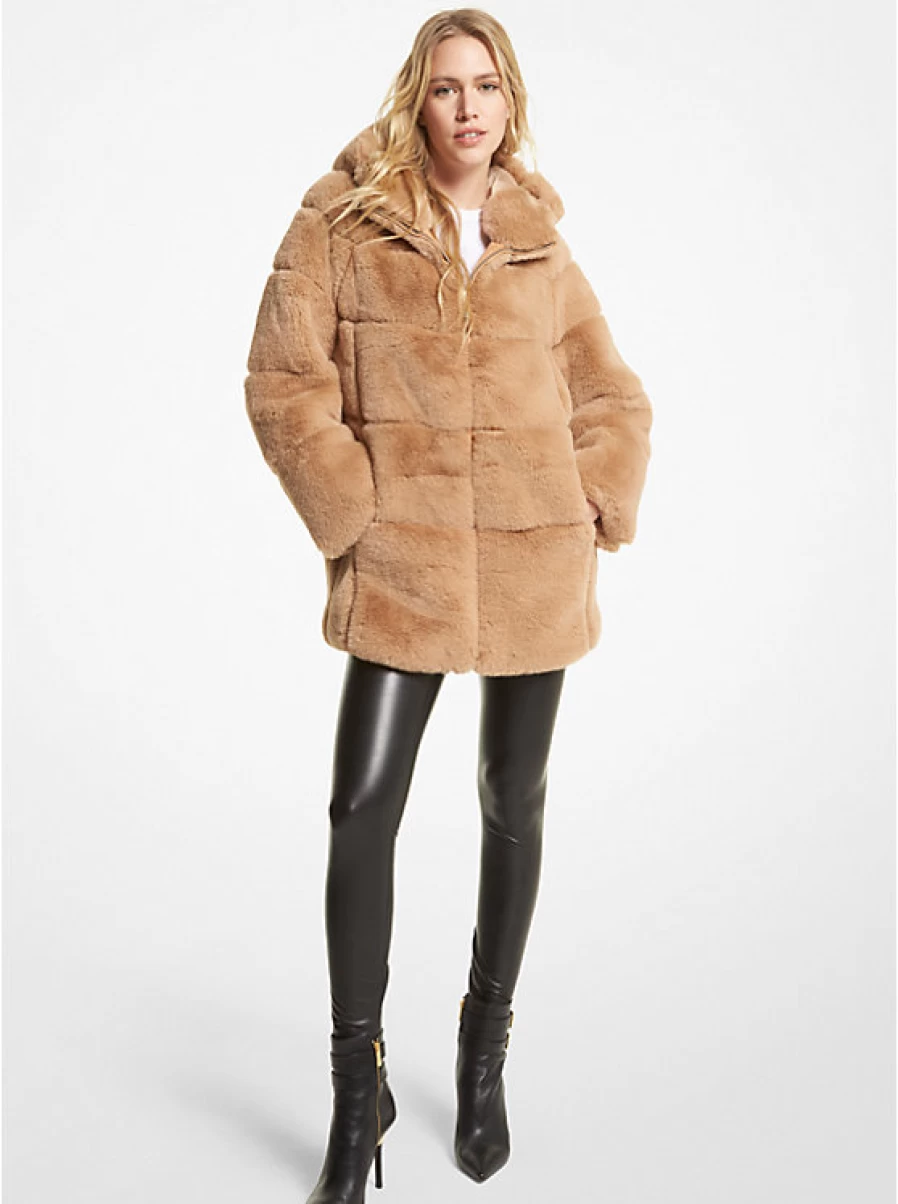 Michael Kors Women's Quilted Faux Fur Jacket - Cozy Winter Outerwear with Stylish Design