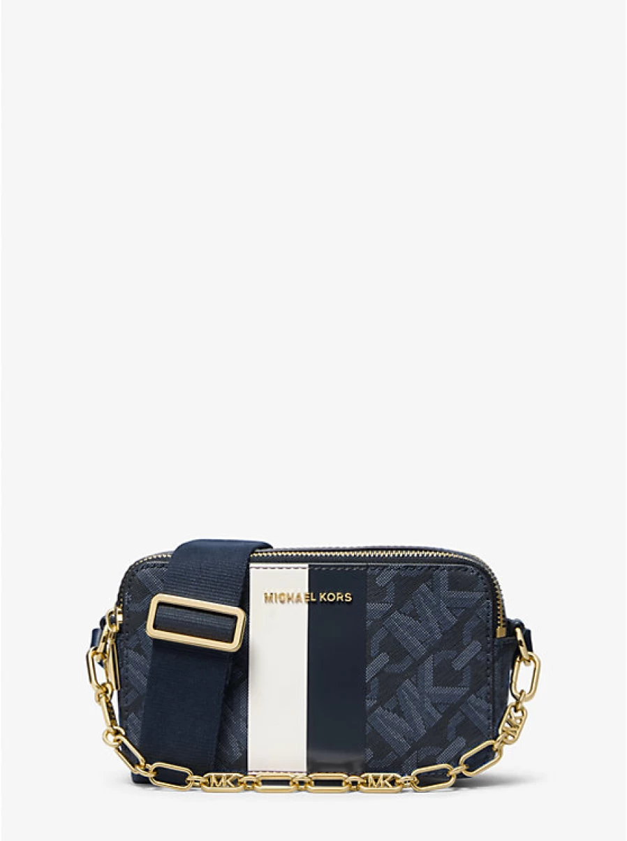 Michael Kors Women's Small Jet Set Signature Logo Camera Bag with Double Zipper
