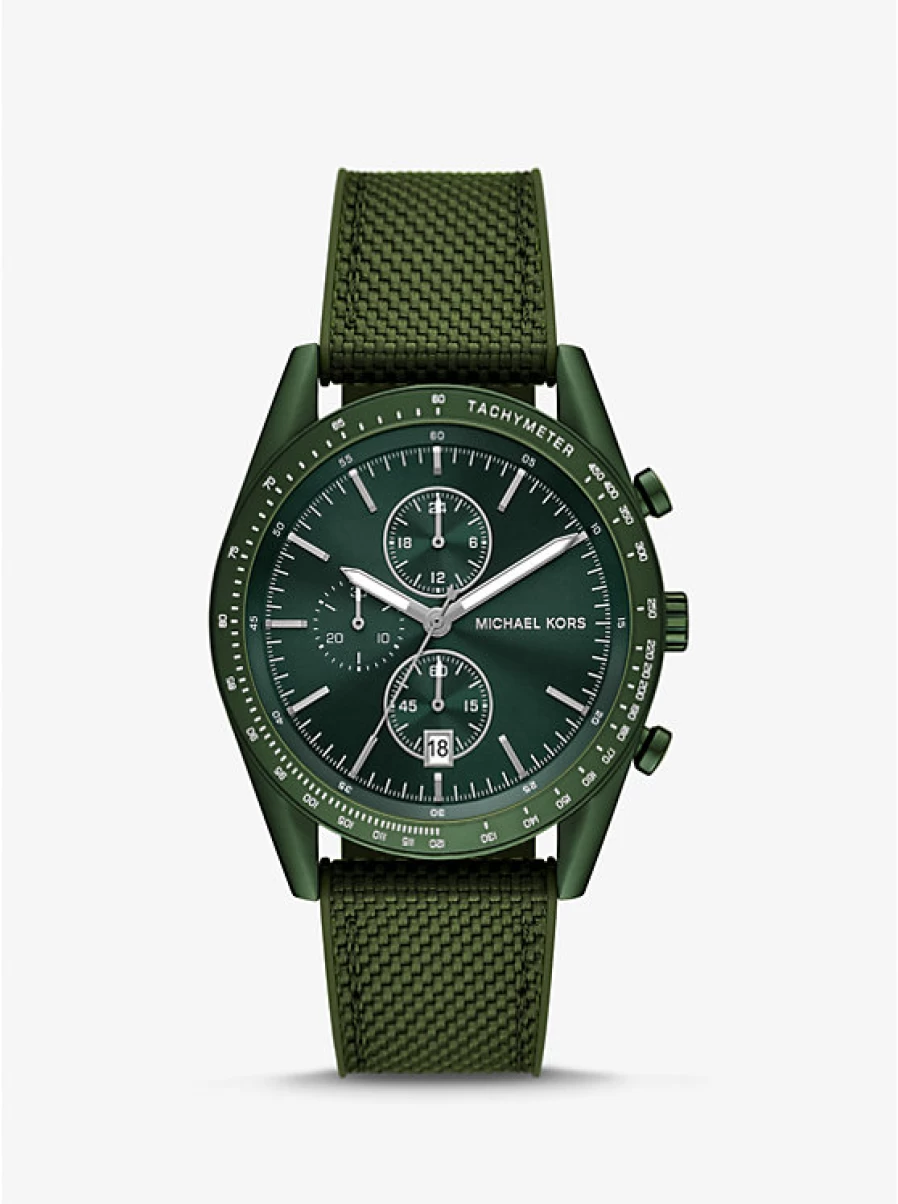 Michael Kors Men's Green Oversized Nylon Accelerator Watch - Bold Chronograph Design