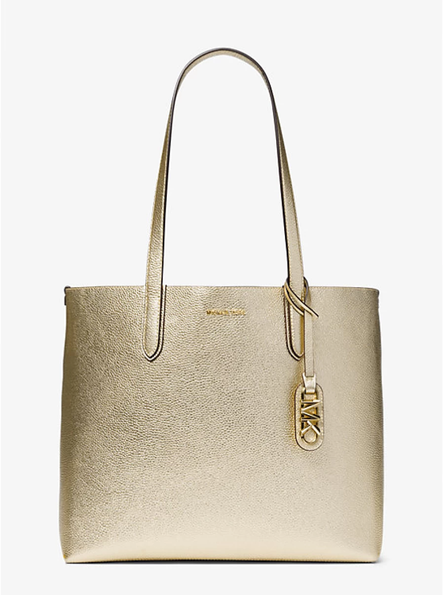 Michael Kors Women's Extra Large Reversible Eliza Leather Tote Bag in Grained Metallic Finish