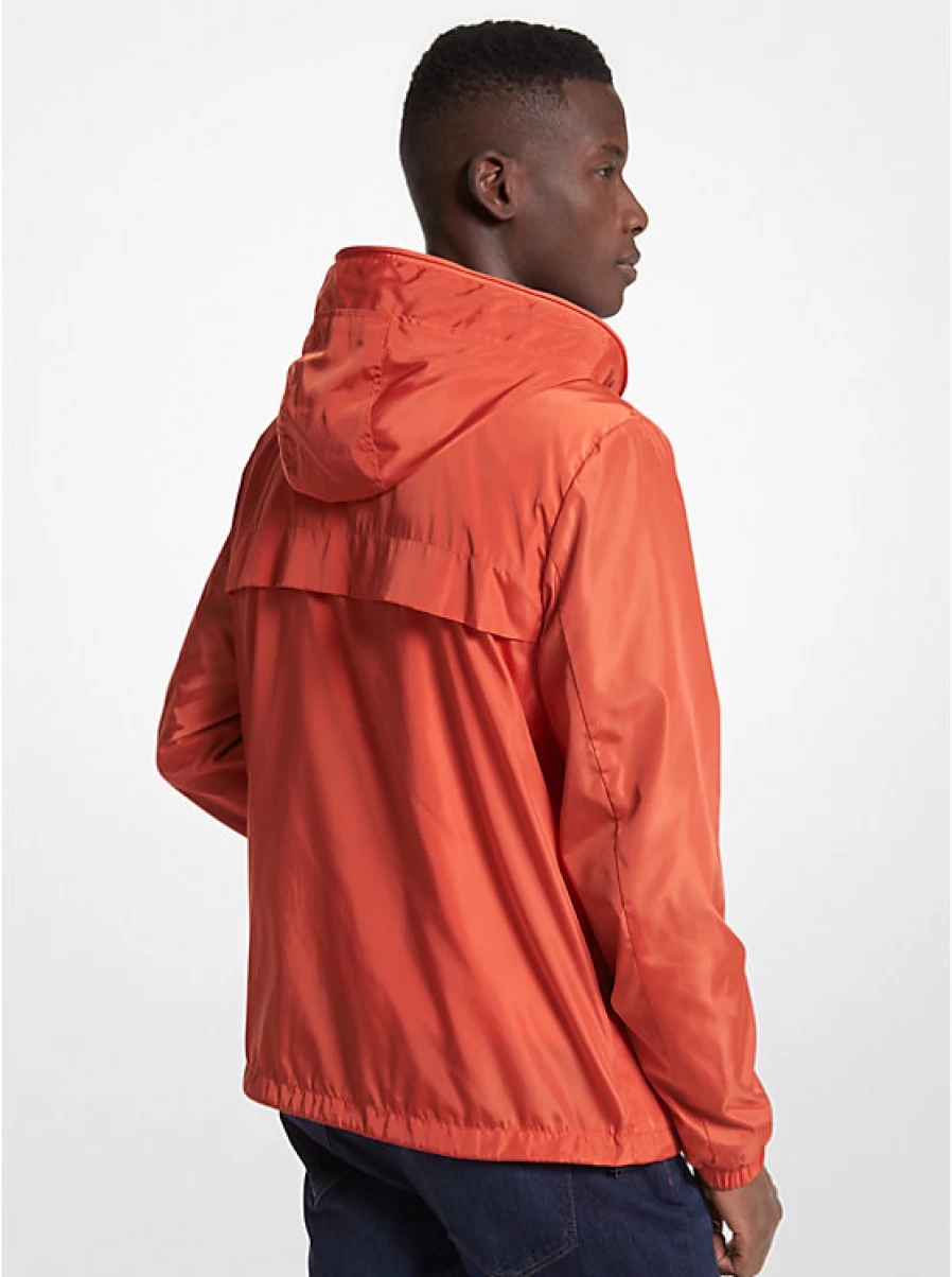 Michael Kors Men's Woven Windbreaker Jacket with Tape Logo - Lightweight Outdoor Coat