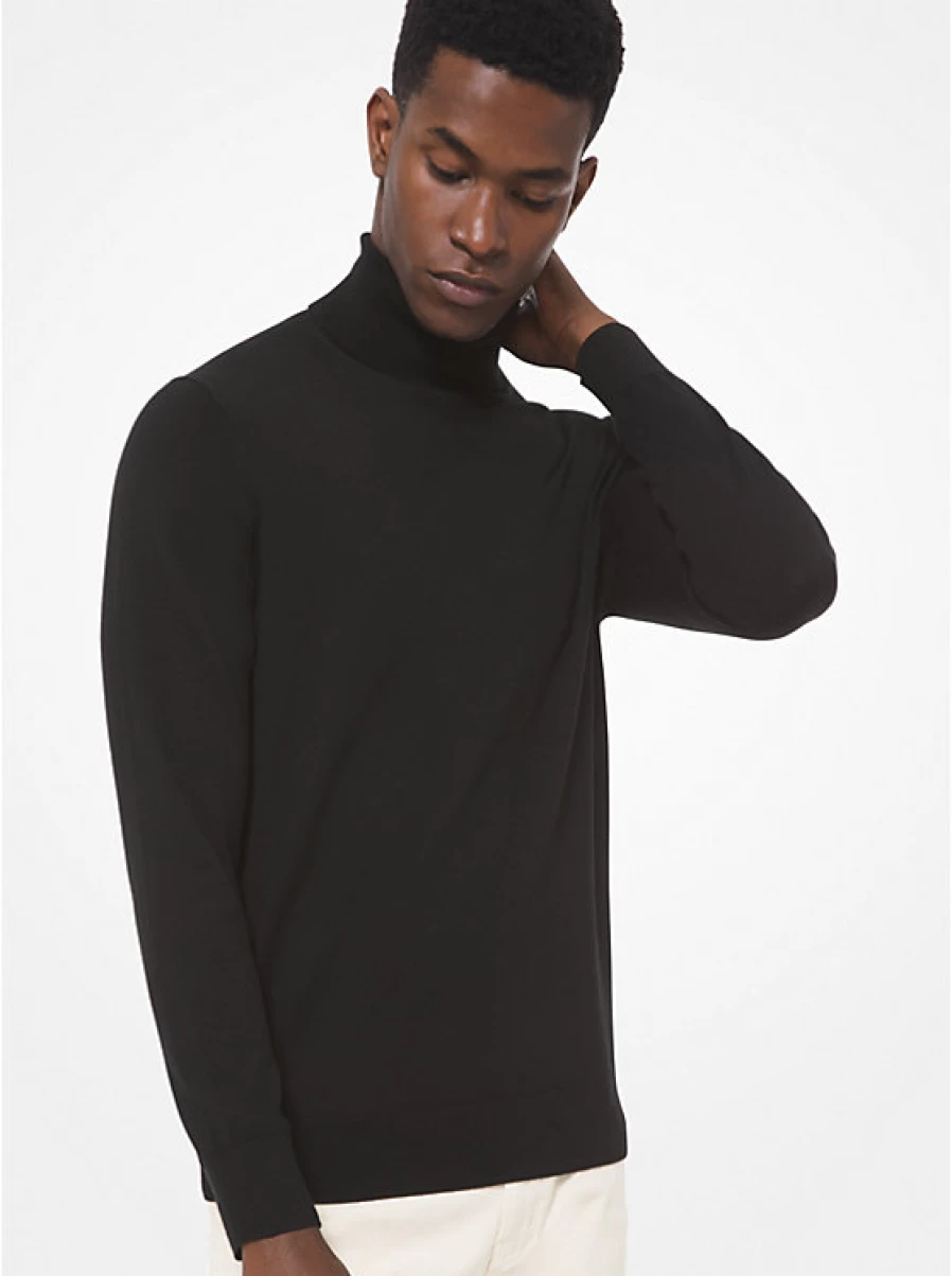 Michael Kors Men's Merino Wool Turtleneck Sweater for Winter Warmth & Style