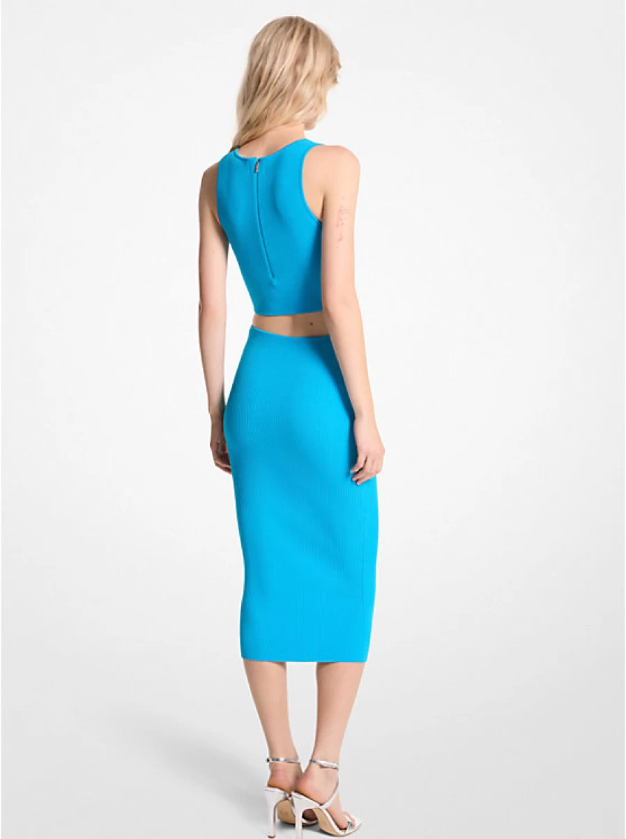 Michael Kors Women's Ribbed Stretch Knit Mid-Length Bodycon Dress