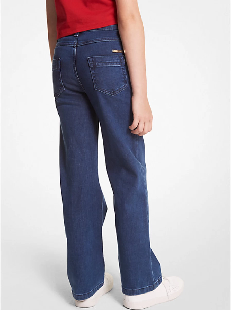 Michael Kors Kids' Stretch Cotton Jeans with Decorative Ornaments for Comfort and Style