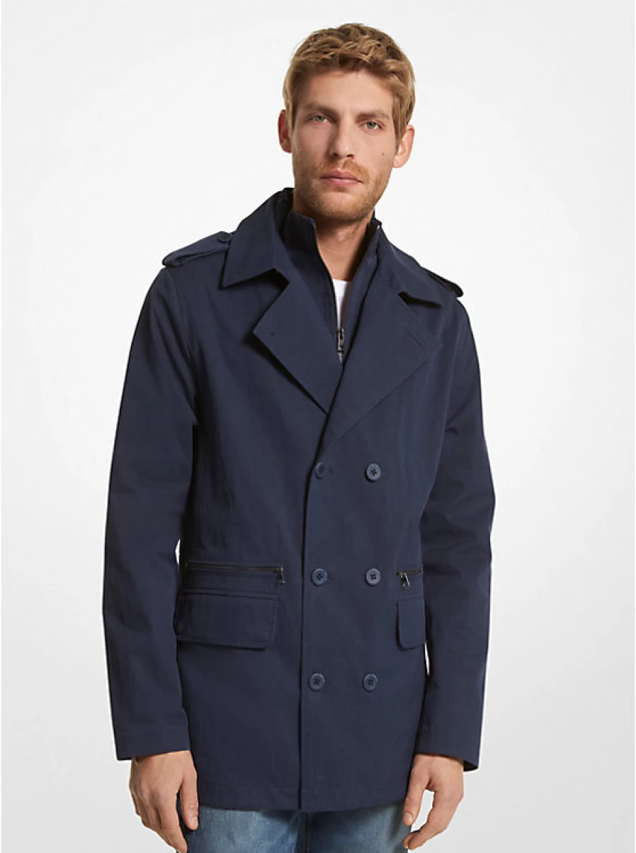 Michael Kors Men's Twill Pea Coat - Cotton Blend Outerwear for Men
