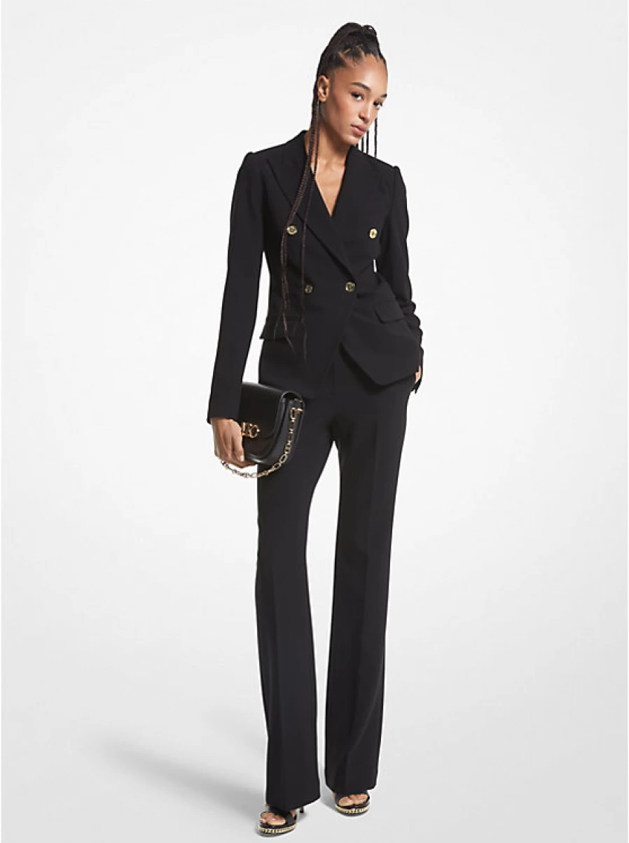 Michael Kors Women's Double-Breasted Crepe Blazer for Elegant Office Wear