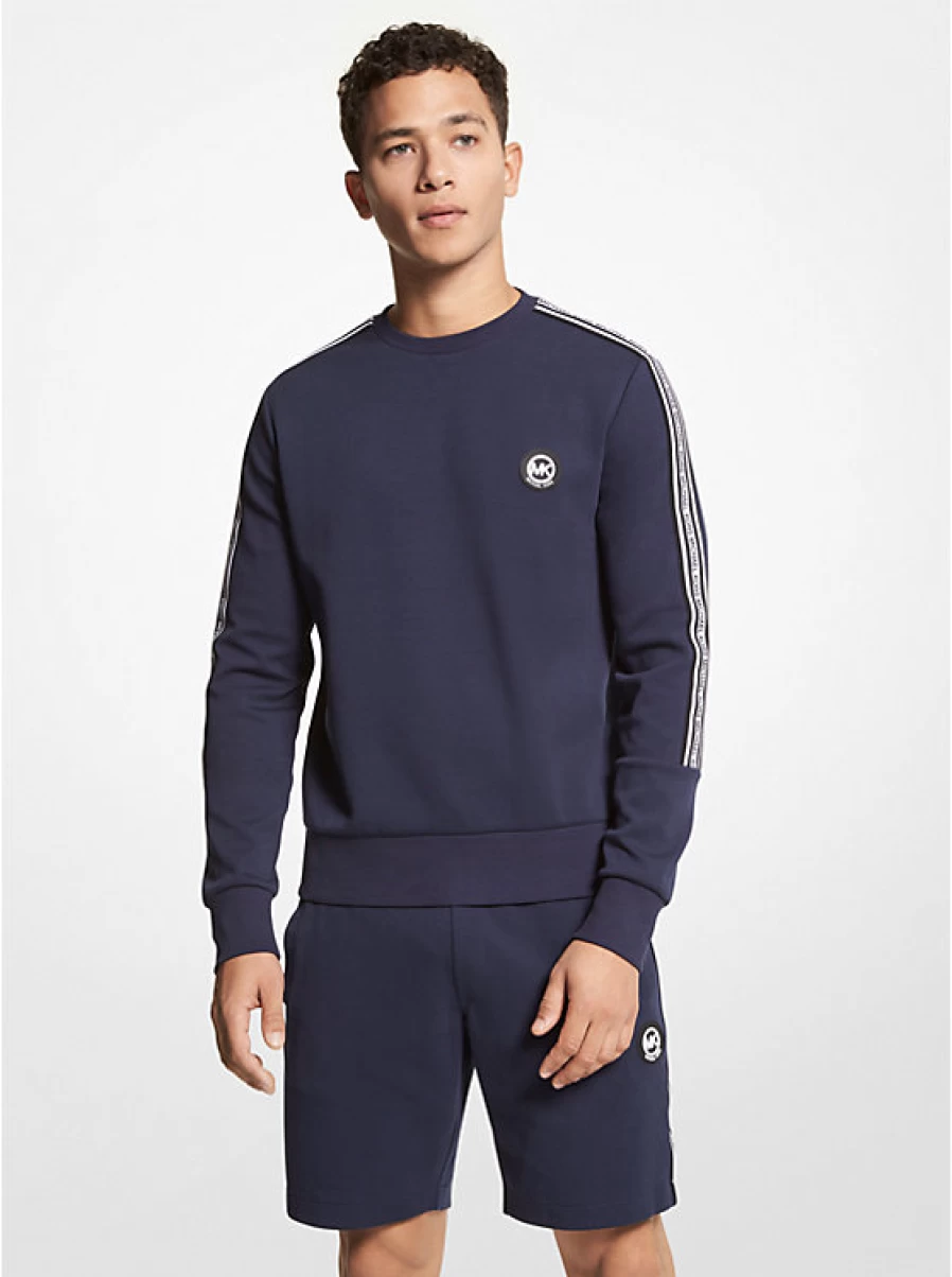 Michael Kors Men's Cotton Blend Sweatshirt with Embroidered Tape Logo