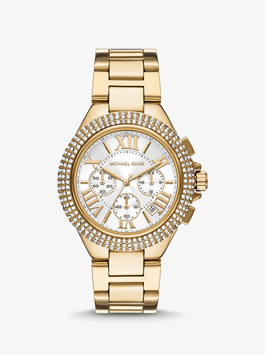 Michael Kors Women's Oversized Gold Camille Watch with Pavé Stones