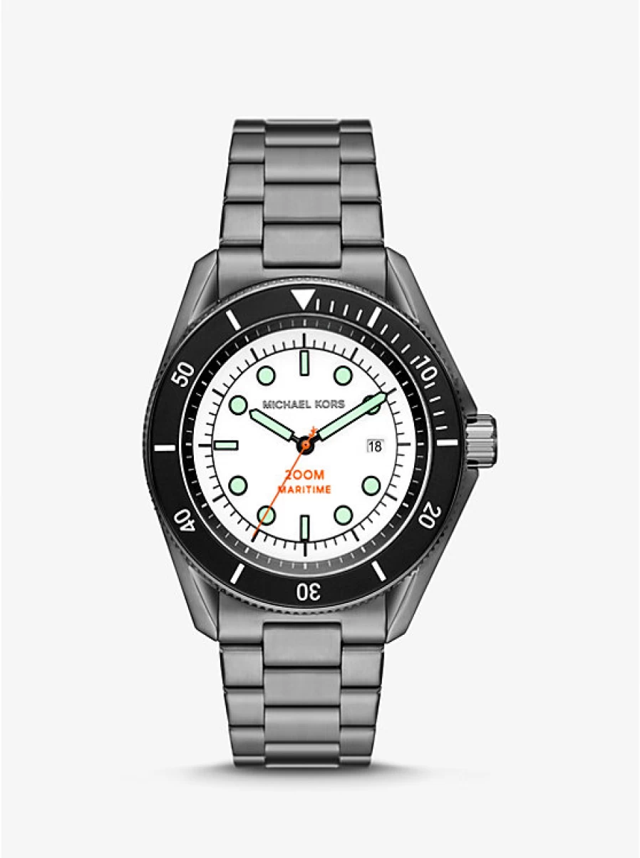 Michael Kors Men's Oversized Maritime Watch - Steel Gray Tone Stainless Steel Chronograph