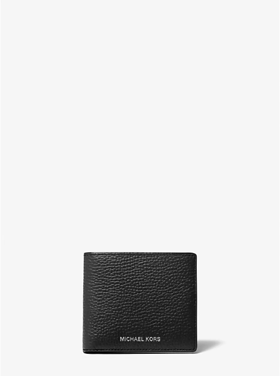 Michael Kors Hudson Slim Leather Wallet for Men - Genuine Grained Leather Bifold