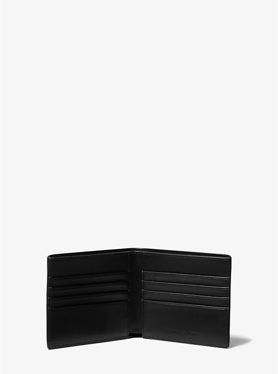 Michael Kors Hudson Slim Leather Wallet for Men - Genuine Grained Leather Bifold