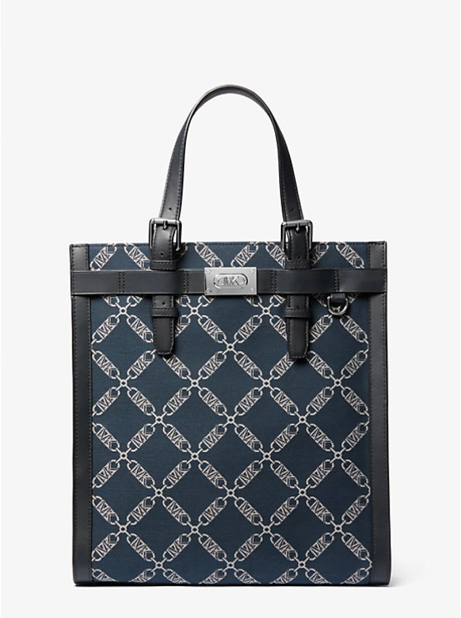 Michael Kors Hudson Jacquard Tote Bag for Men with Empire Logo - Stylish Designer Carryall