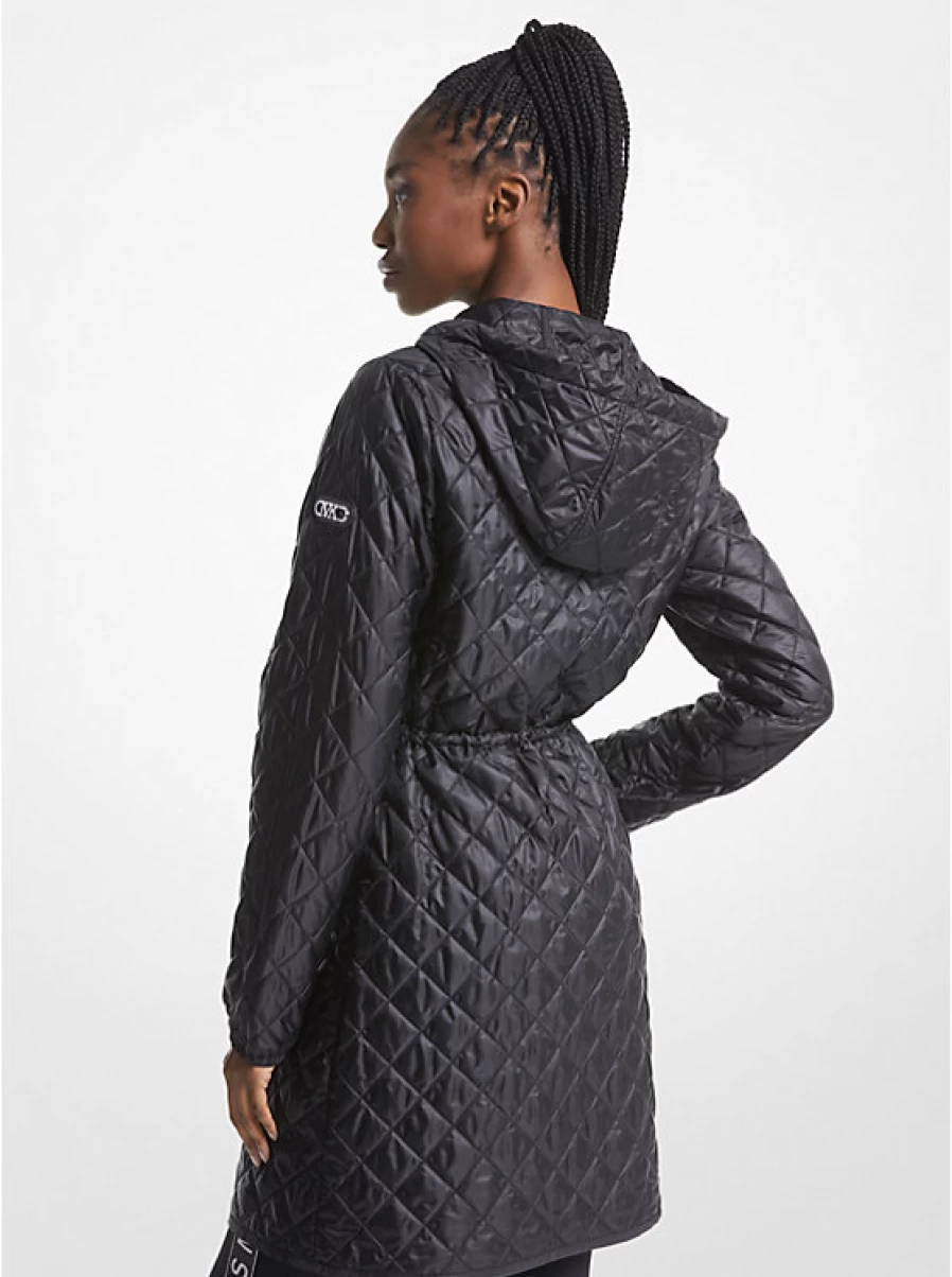 Michael Kors Women's Waxed Quilted Satin Hooded Jacket