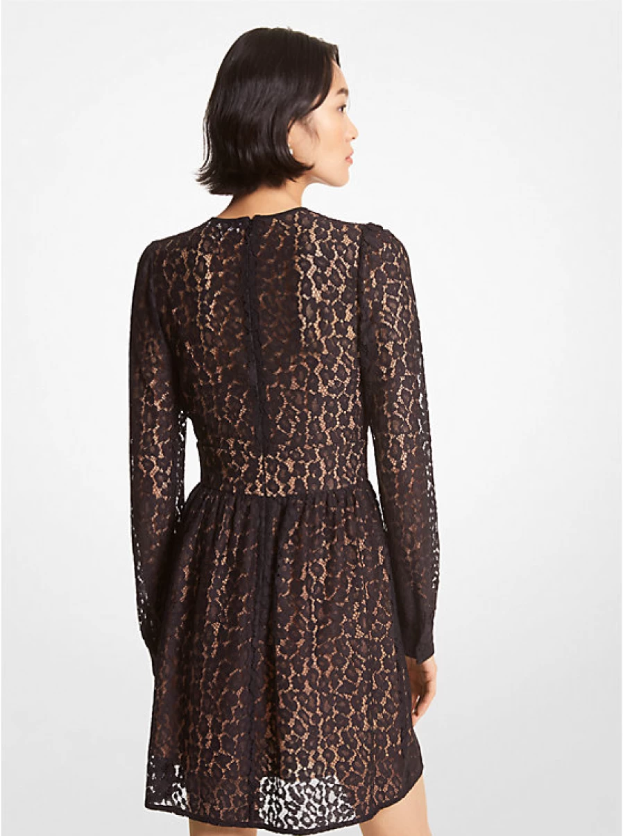Michael Kors Women's Leopard Print Corded Lace Mini Dress