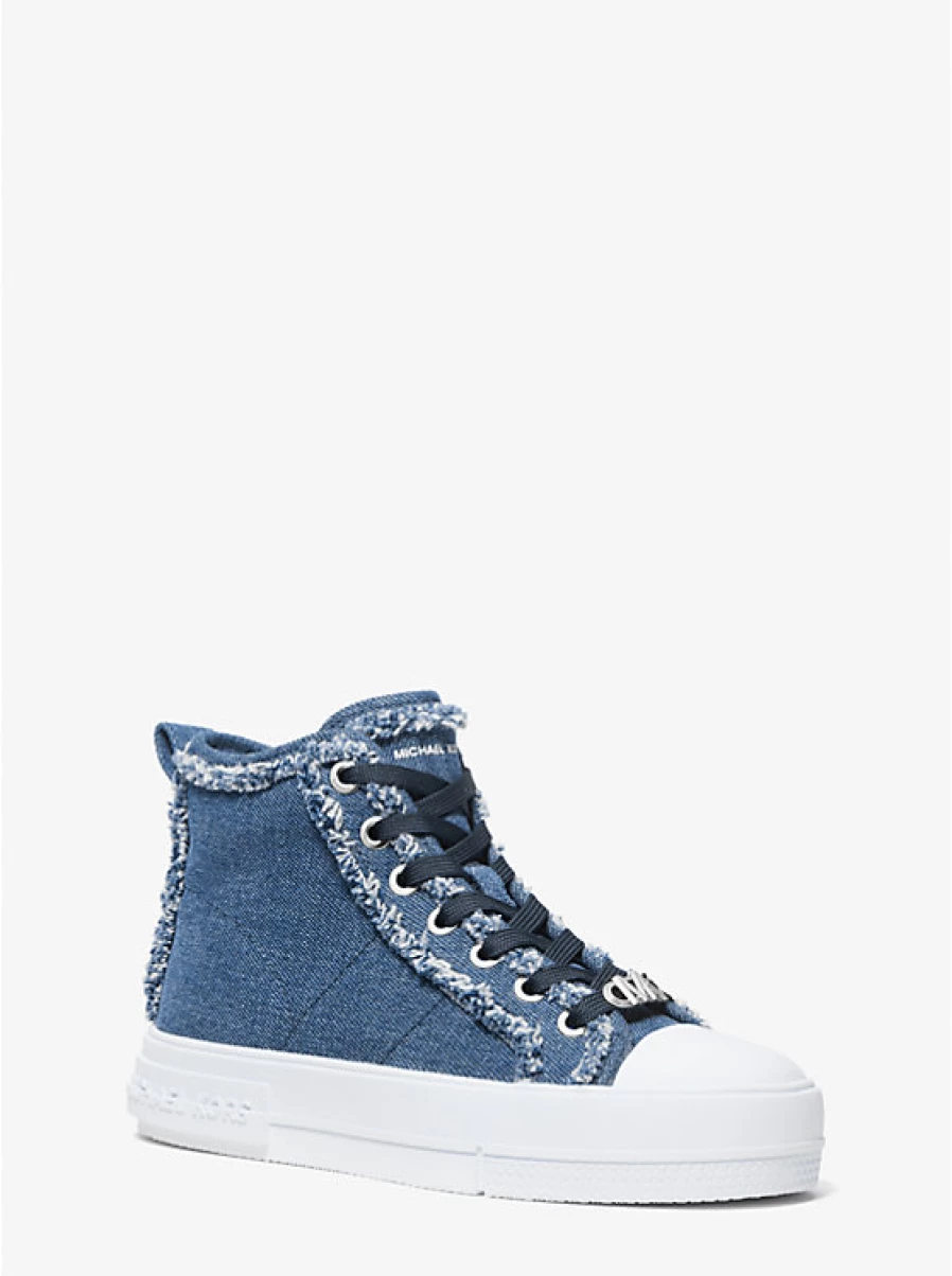 Michael Kors Women's Espadrille High Evy Upper Frayed Denim Sandals