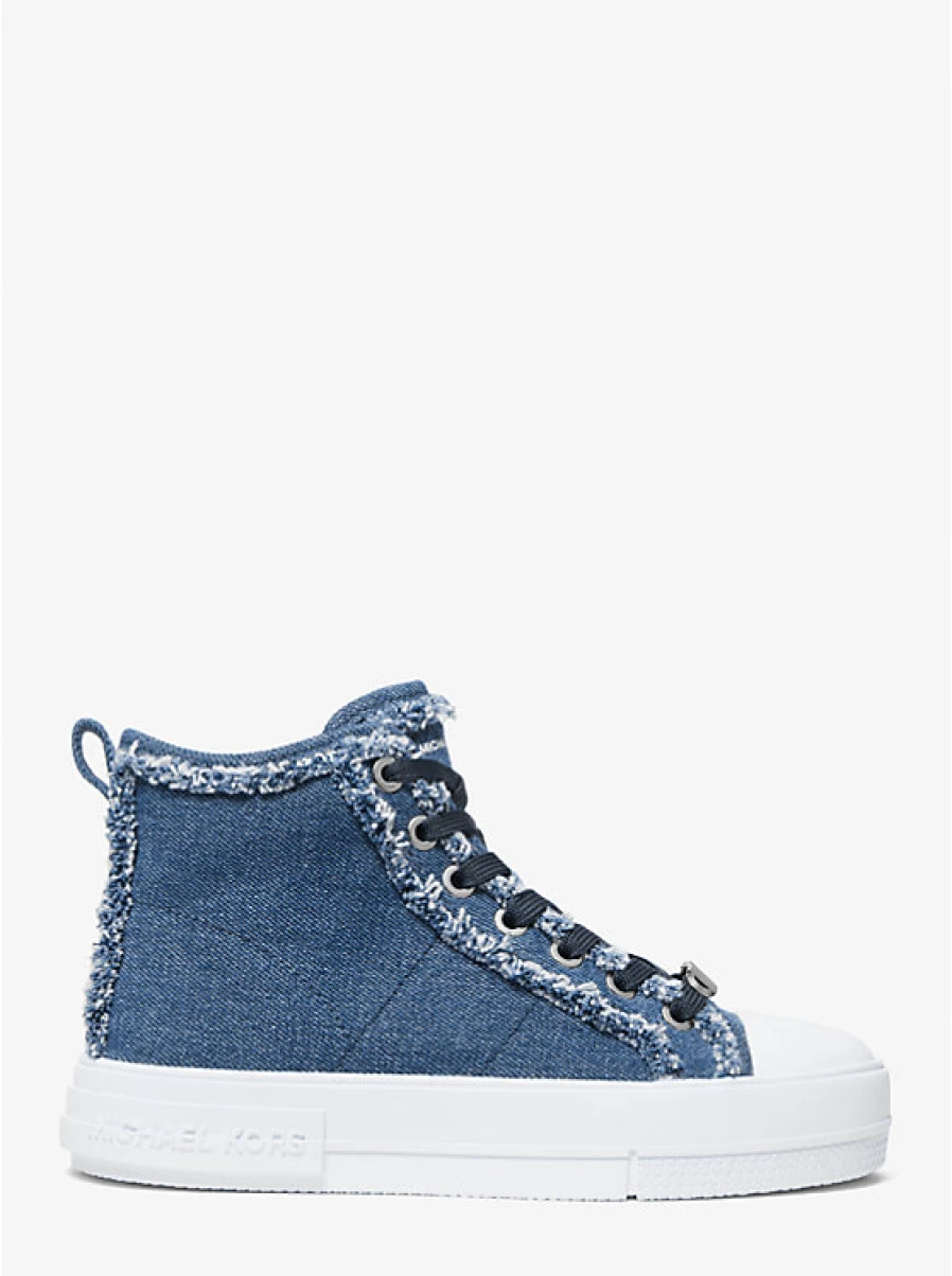 Michael Kors Women's Espadrille High Evy Upper Frayed Denim Sandals