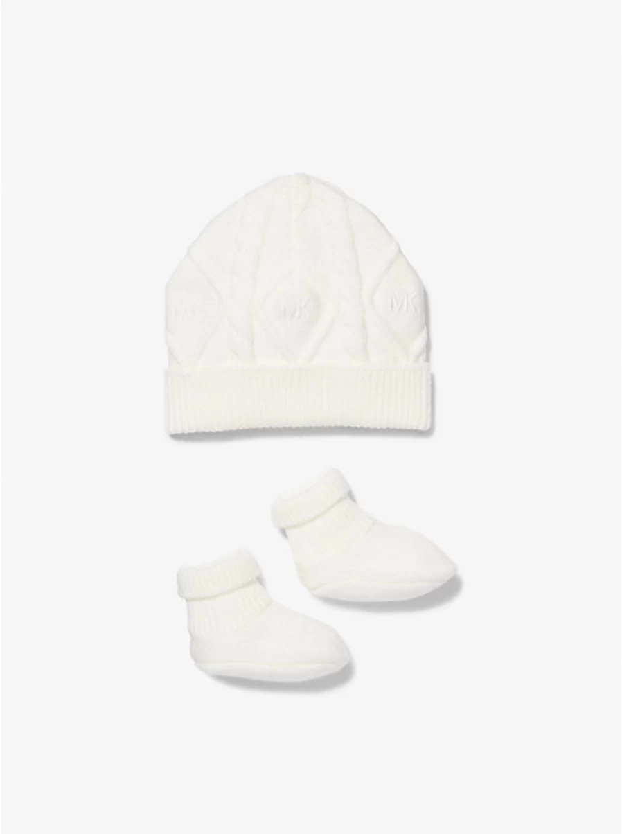 Michael Kors Baby Cable Knit Hat & Booties Gift Set for Newborns & Infants