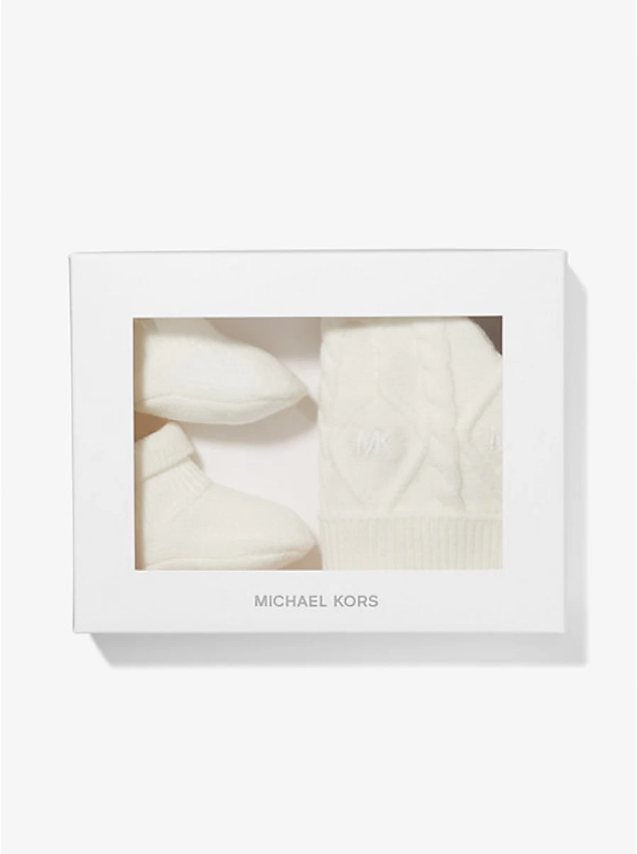 Michael Kors Baby Cable Knit Hat & Booties Gift Set for Newborns & Infants