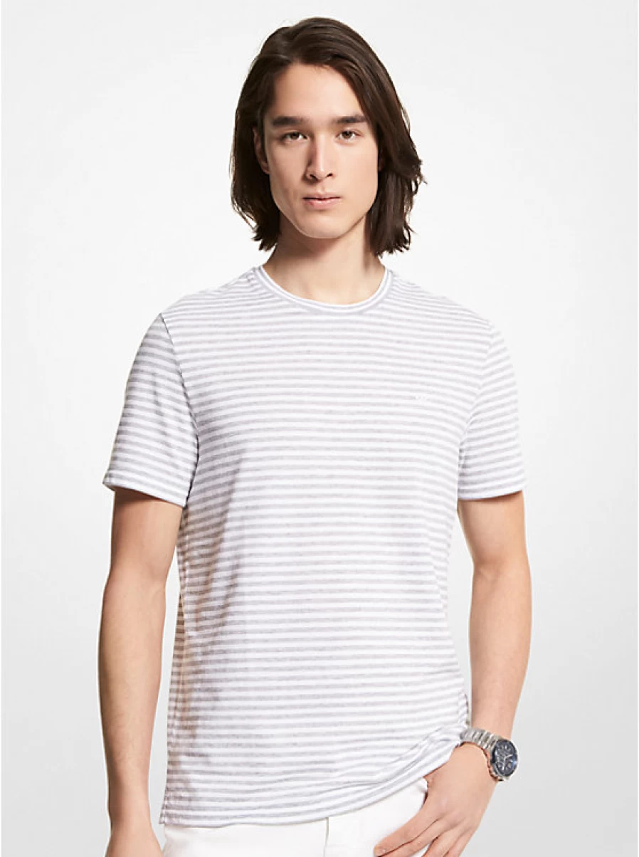 Michael Kors Men's Textured Cotton T-Shirt with Groove Design
