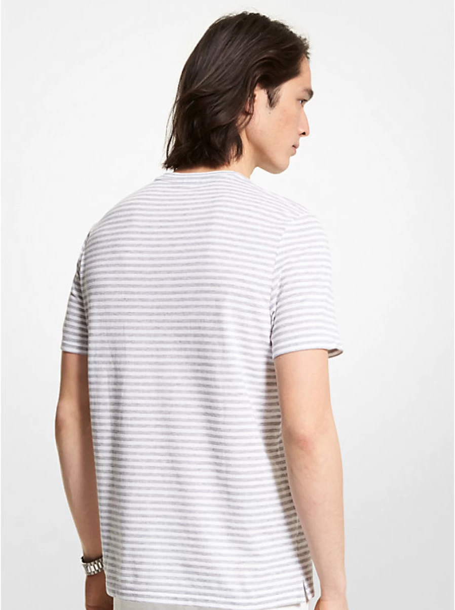 Michael Kors Men's Textured Cotton T-Shirt with Groove Design