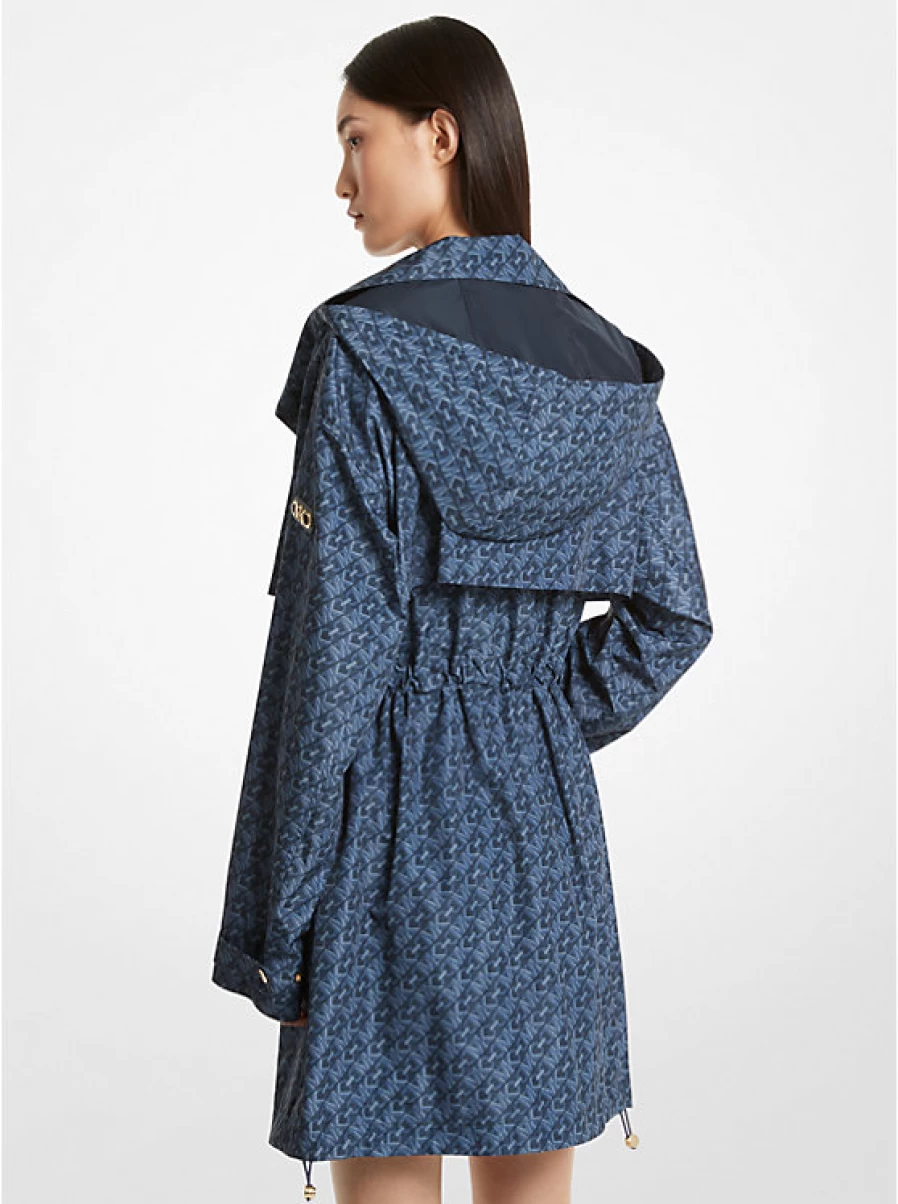 Michael Kors Women's Printed Woven Anorak Jacket with Empire Signature Logo