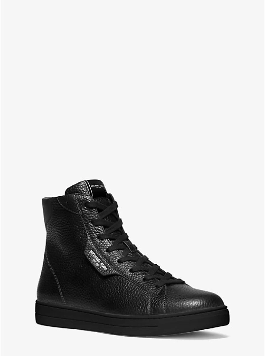 Michael Kors Men's Keating High-Top Leather Espadrille Sneakers in Grain Texture