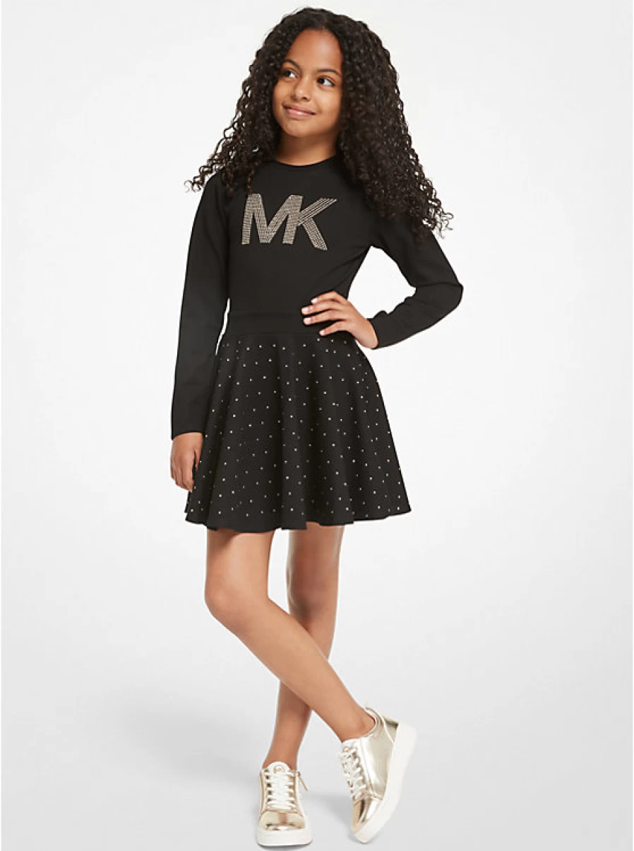 Michael Kors Kids Knitted Sweater Dress with Embellished Logo - Cozy Winter Fashion for Children