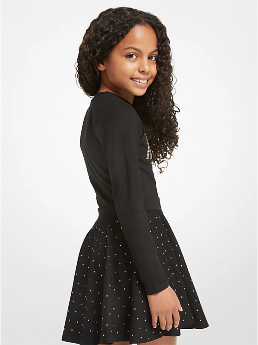 Michael Kors Kids Knitted Sweater Dress with Embellished Logo - Cozy Winter Fashion for Children