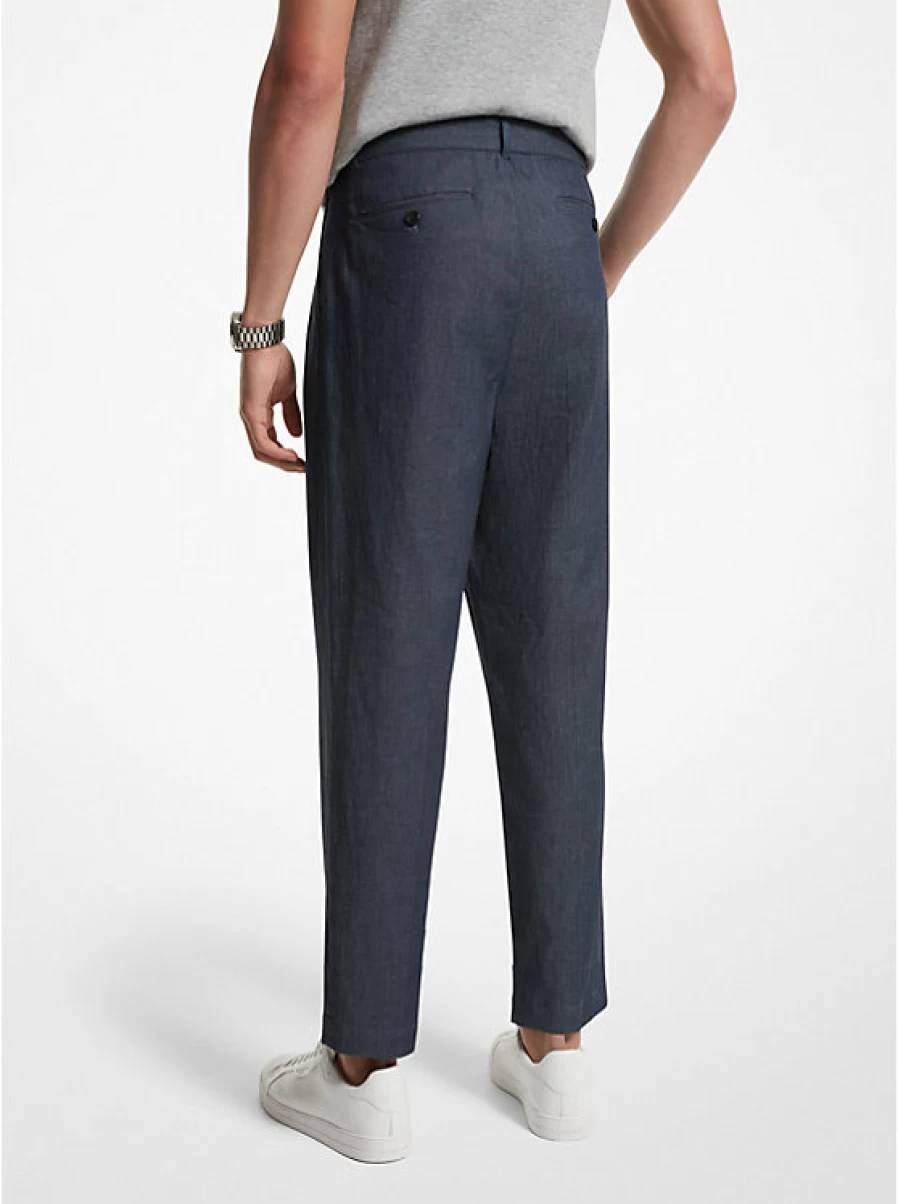 Michael Kors Men's Chambray Belted Trousers - Slim Fit Casual Pants for Men