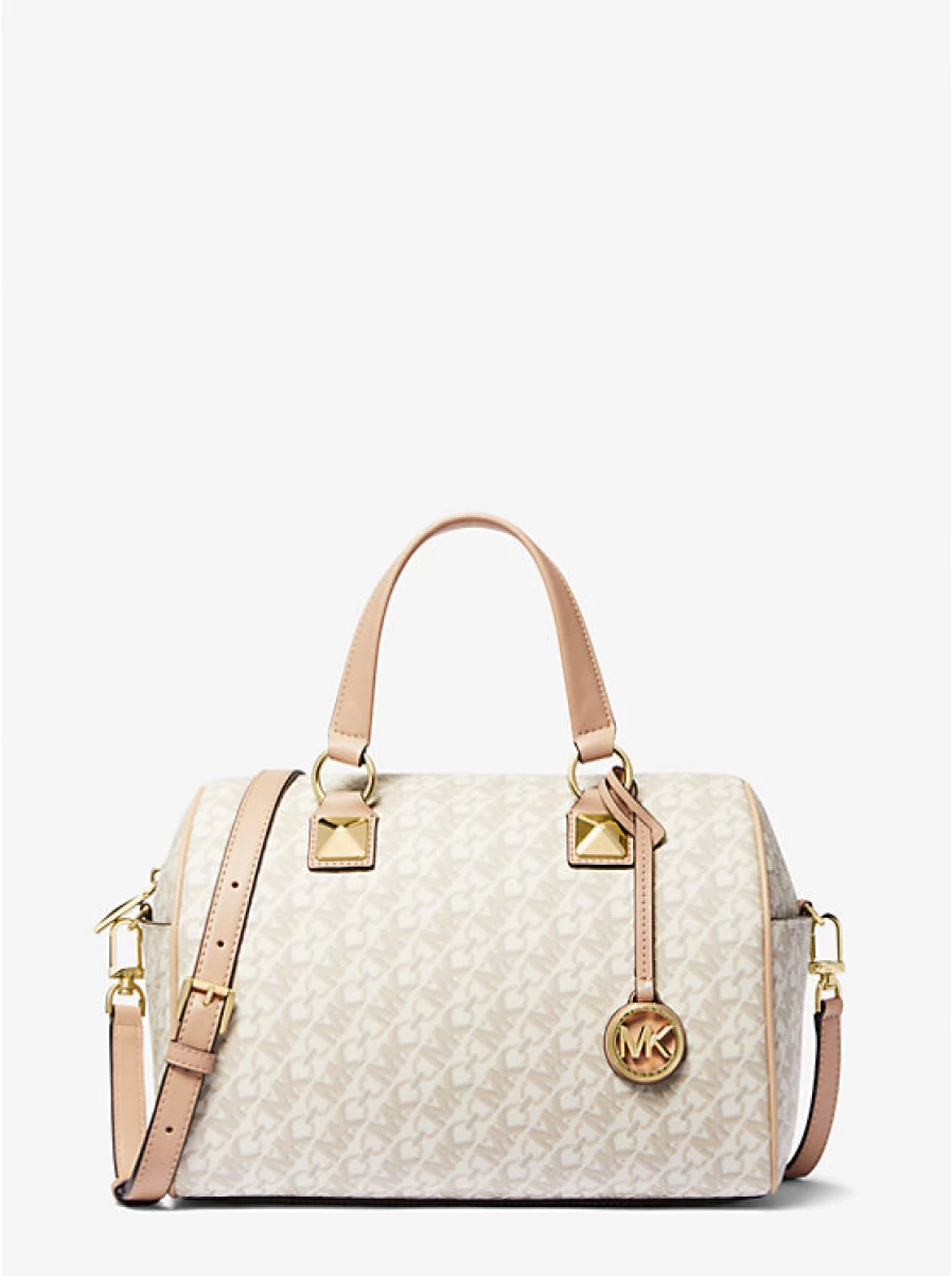Michael Kors Grayson Medium Leather Handbag with Signature Logo – Stylish Tote for Women