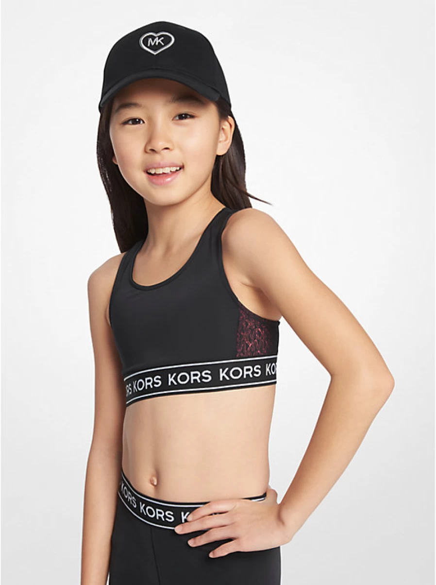 Michael Kors Kids' Stretch Jersey Sports Top with Tape Logo - Comfortable Athletic Shirt for Children
