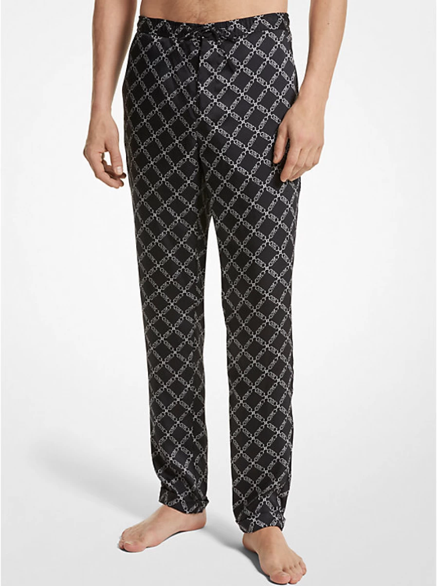 Michael Kors Men's Woven Pajama Pants with Printed Empire Logo - Comfortable & Stylish Sleepwear