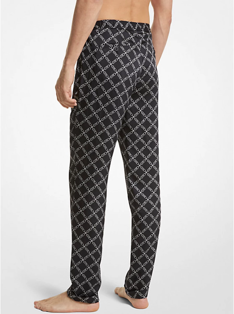 Michael Kors Men's Woven Pajama Pants with Printed Empire Logo - Comfortable & Stylish Sleepwear