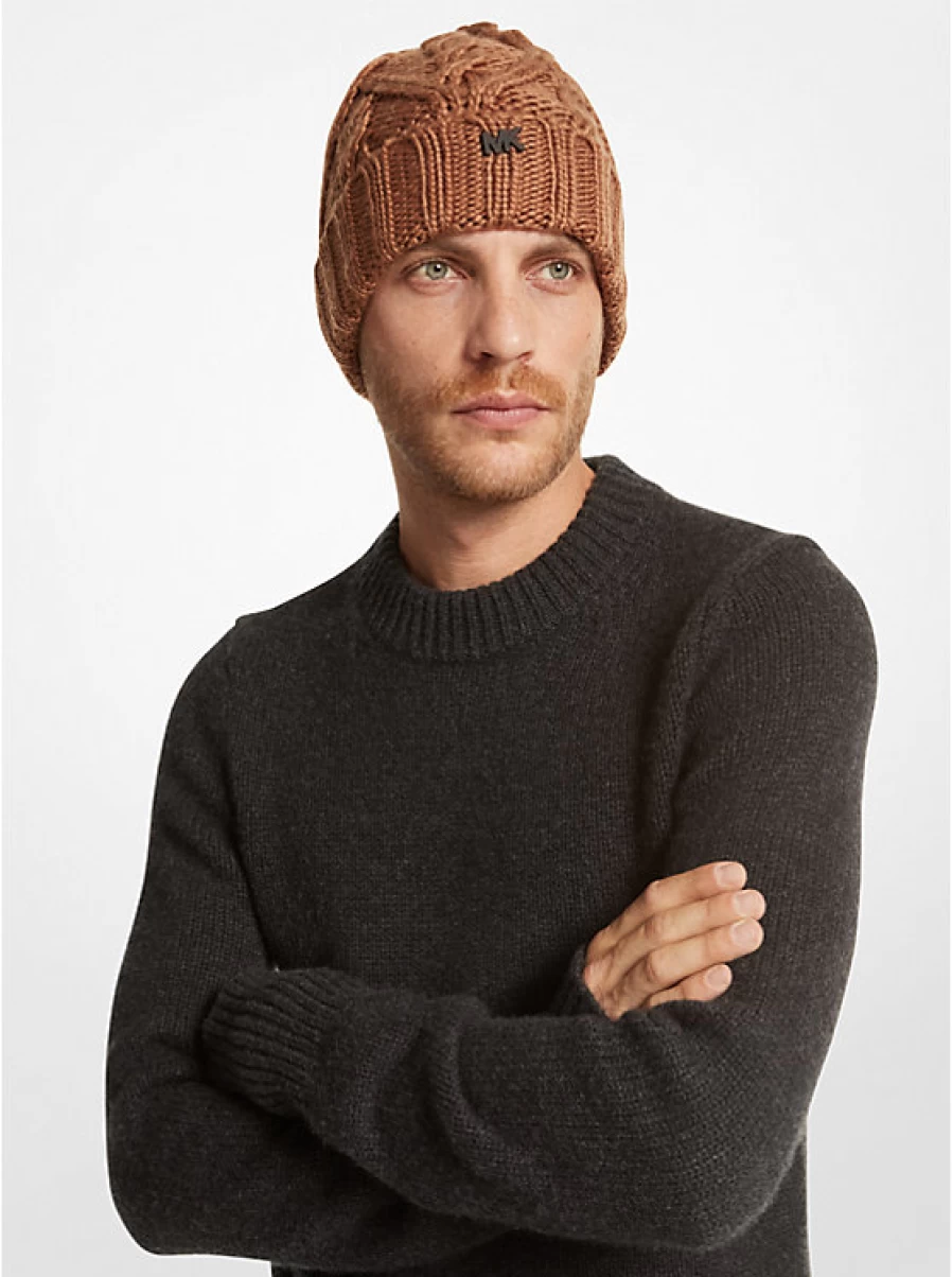 Michael Kors Men's Cable Knit Winter Hat - Classic Ribbed Beanie for Cold Weather