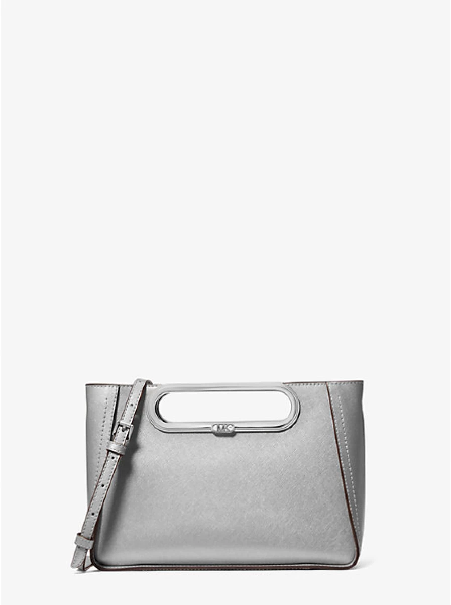 Michael Kors Women's Large Convertible Backpack with Chelsea Shoulder Strap in Metallic Saffiano Leather