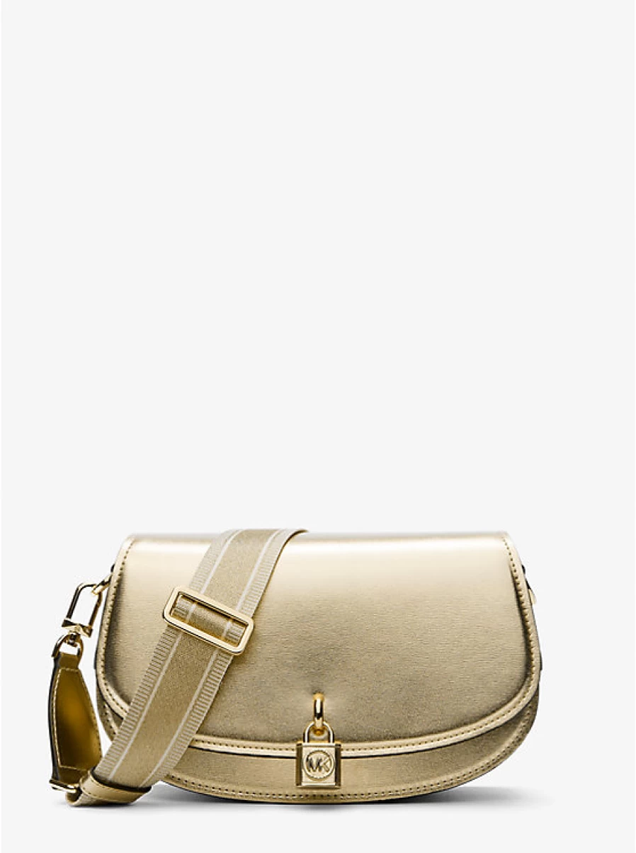 Michael Kors Women's Mila Medium Metallic Leather Messenger Bag