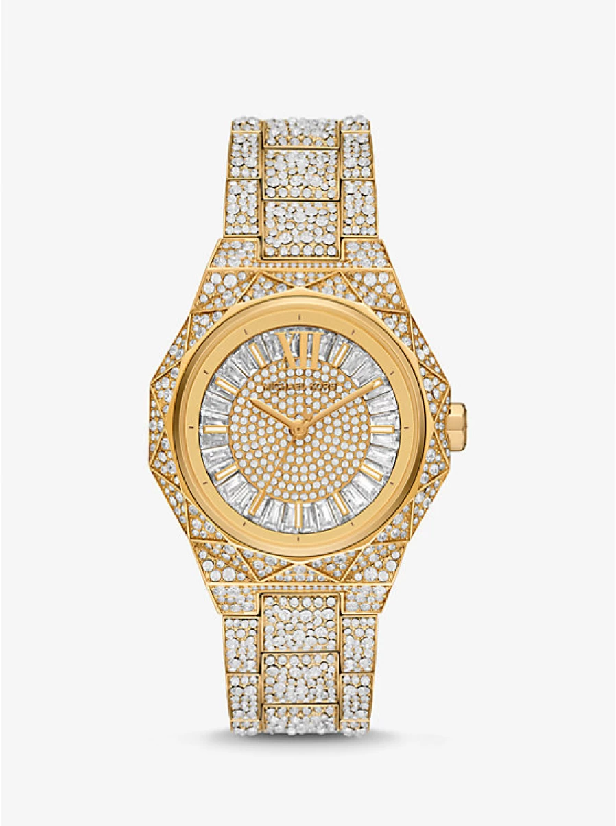 Michael Kors Women's Raquel Oversized Gold-Tone Watch with Paving Stone Accents
