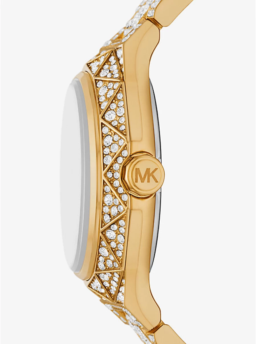Michael Kors Women's Raquel Oversized Gold-Tone Watch with Paving Stone Accents